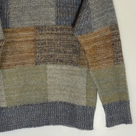 Vintage Fiume Sweater Womens 46 Gray Brown Wool Alpaca Colorblock Pullover Italy - Picture 3 of 16